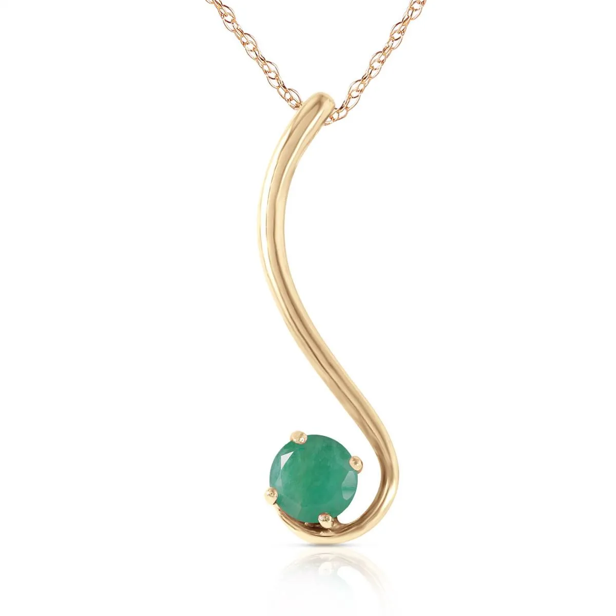 0.55 Carat 14K Solid Yellow Gold Life By The River Emerald Necklace