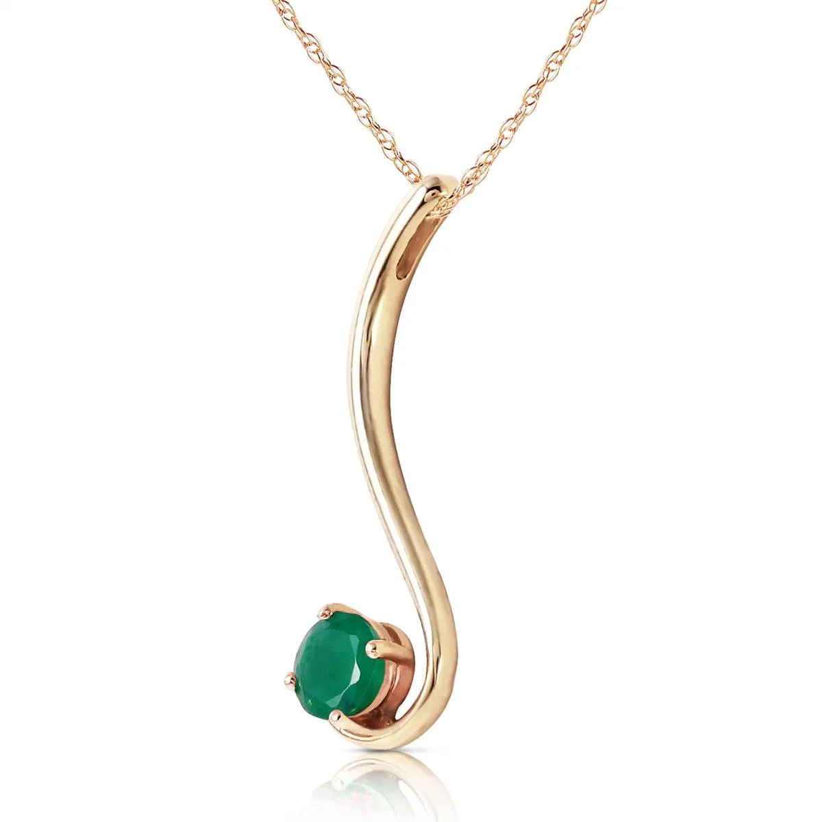 0.55 Carat 14K Solid Yellow Gold Life By The River Emerald Necklace