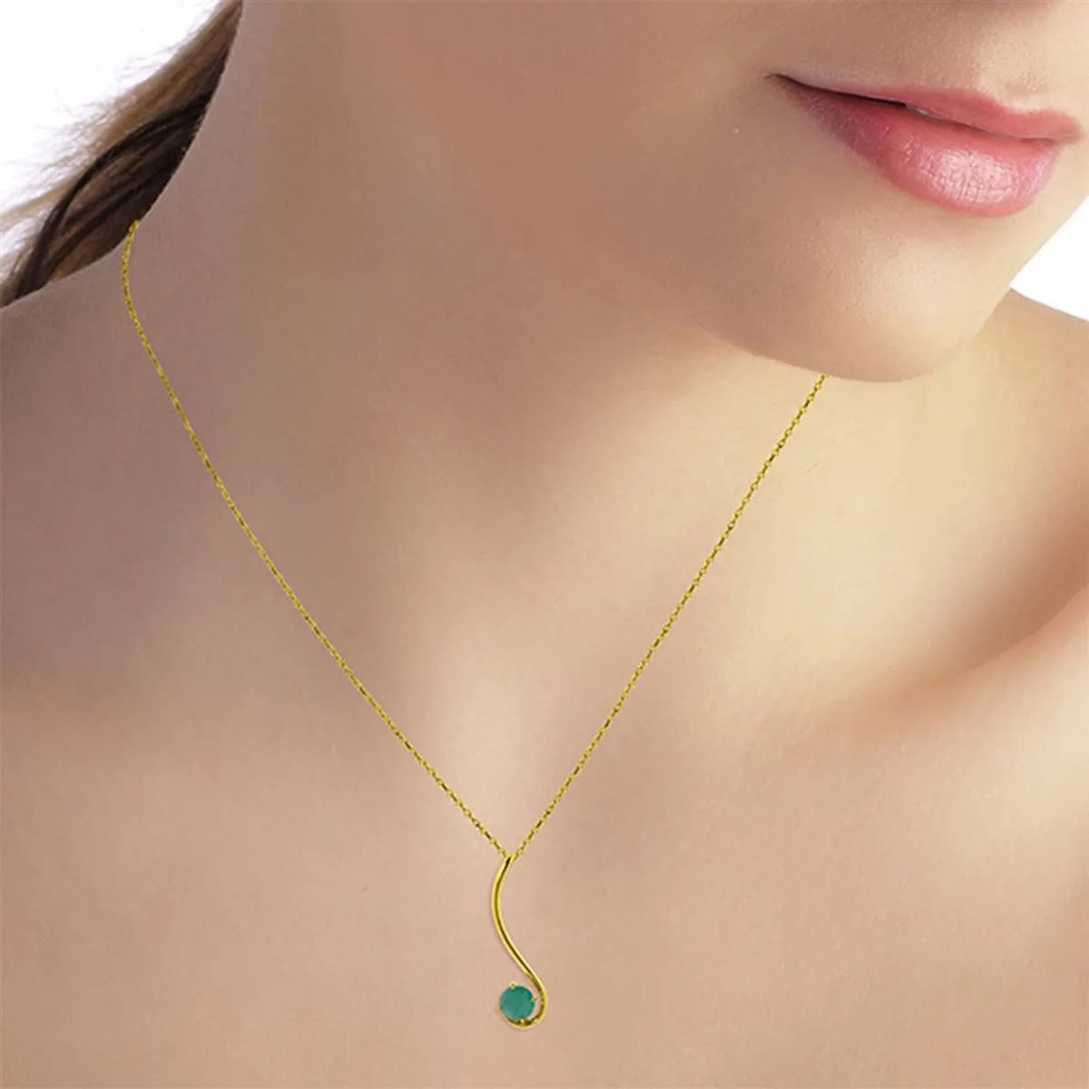 0.55 Carat 14K Solid Yellow Gold Life By The River Emerald Necklace
