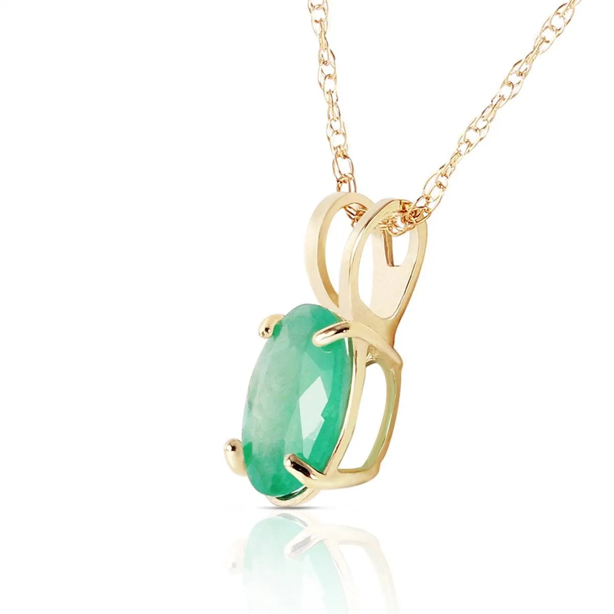 0.75 Carat 14K Solid Yellow Gold Necklace Natural Emerald