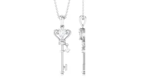 0.75 CT Elegant Moissanite Key Pendant in Prong Setting