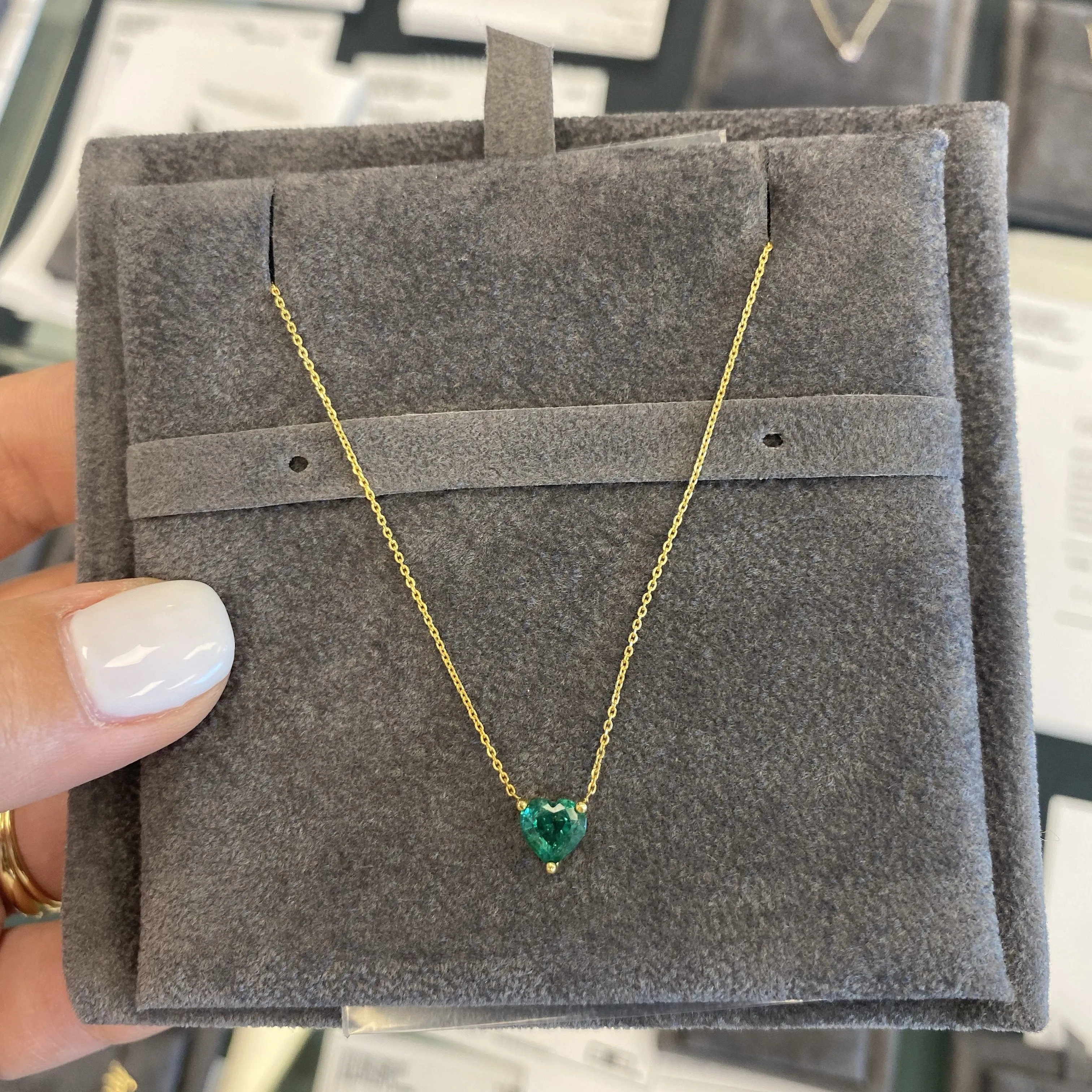 1.07ct Solitaire Emerald Heart Necklace