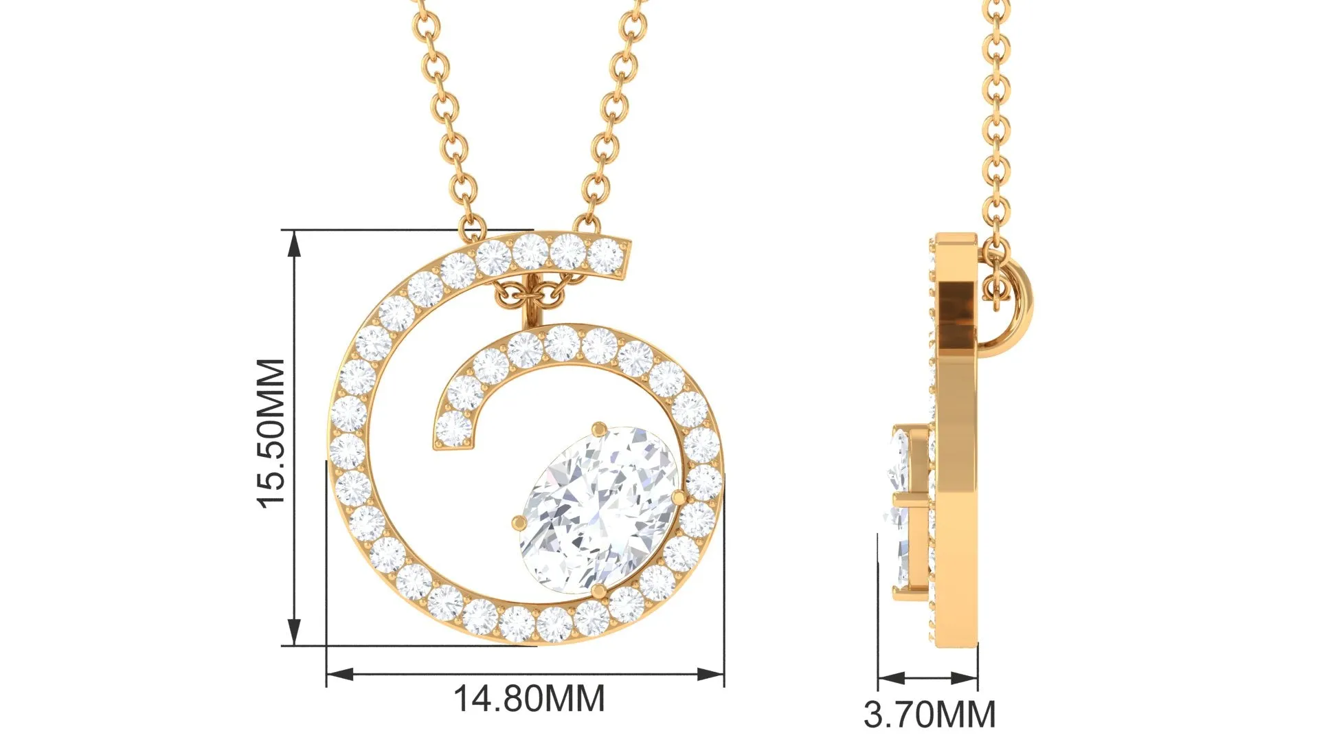 1.25 CT Contemporary Swirl Pendant with Moissanite in Gold
