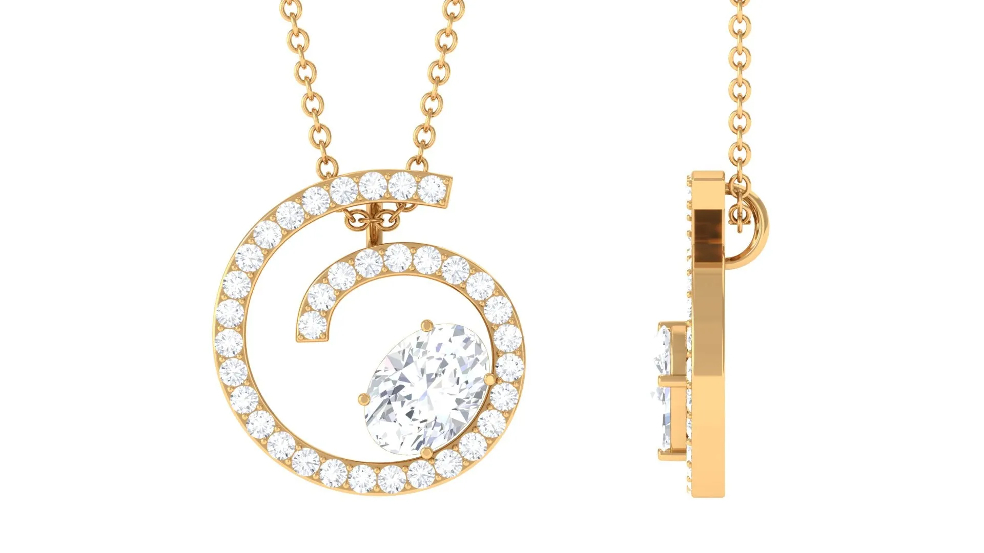1.25 CT Contemporary Swirl Pendant with Moissanite in Gold