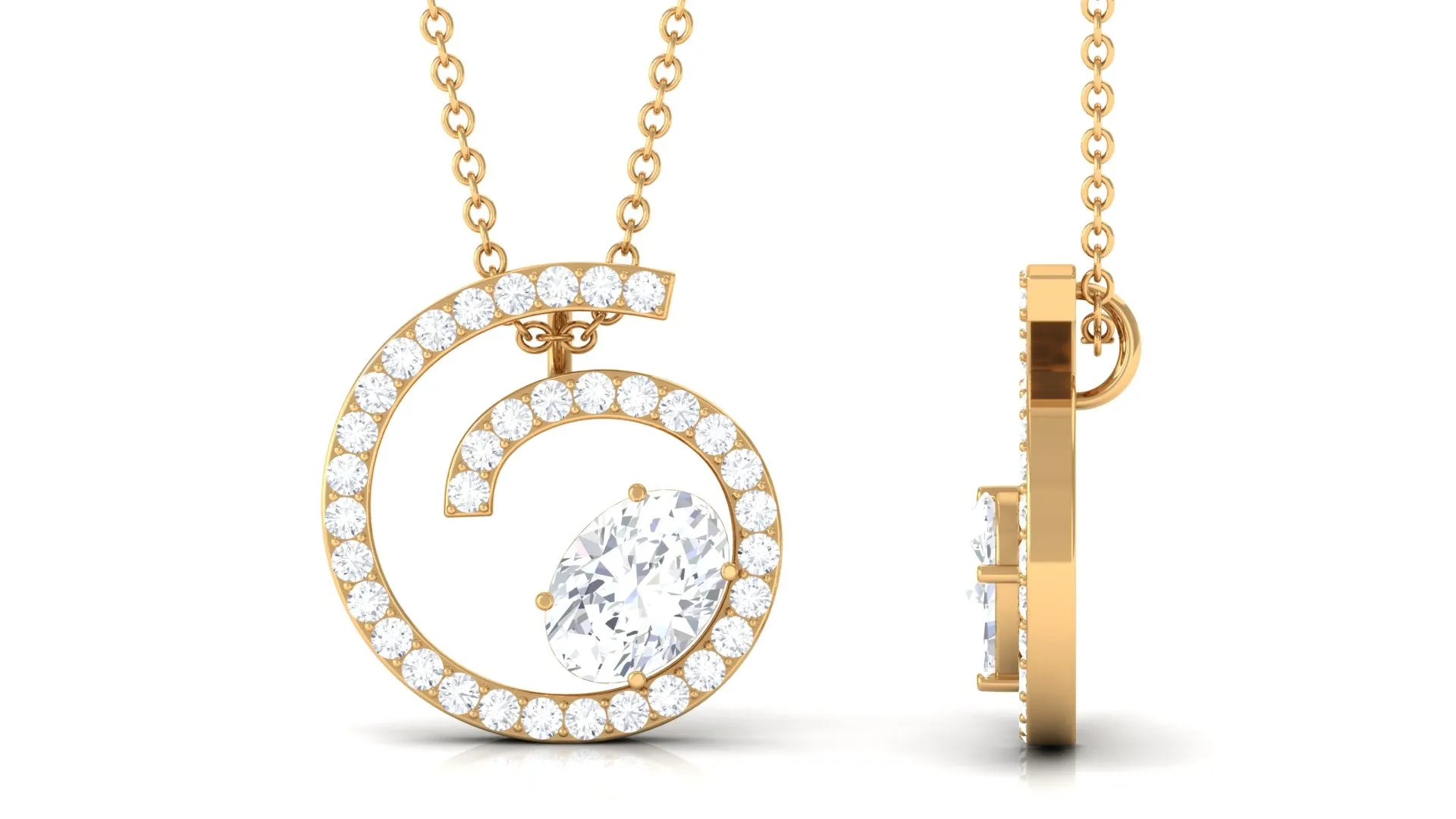 1.25 CT Contemporary Swirl Pendant with Moissanite in Gold