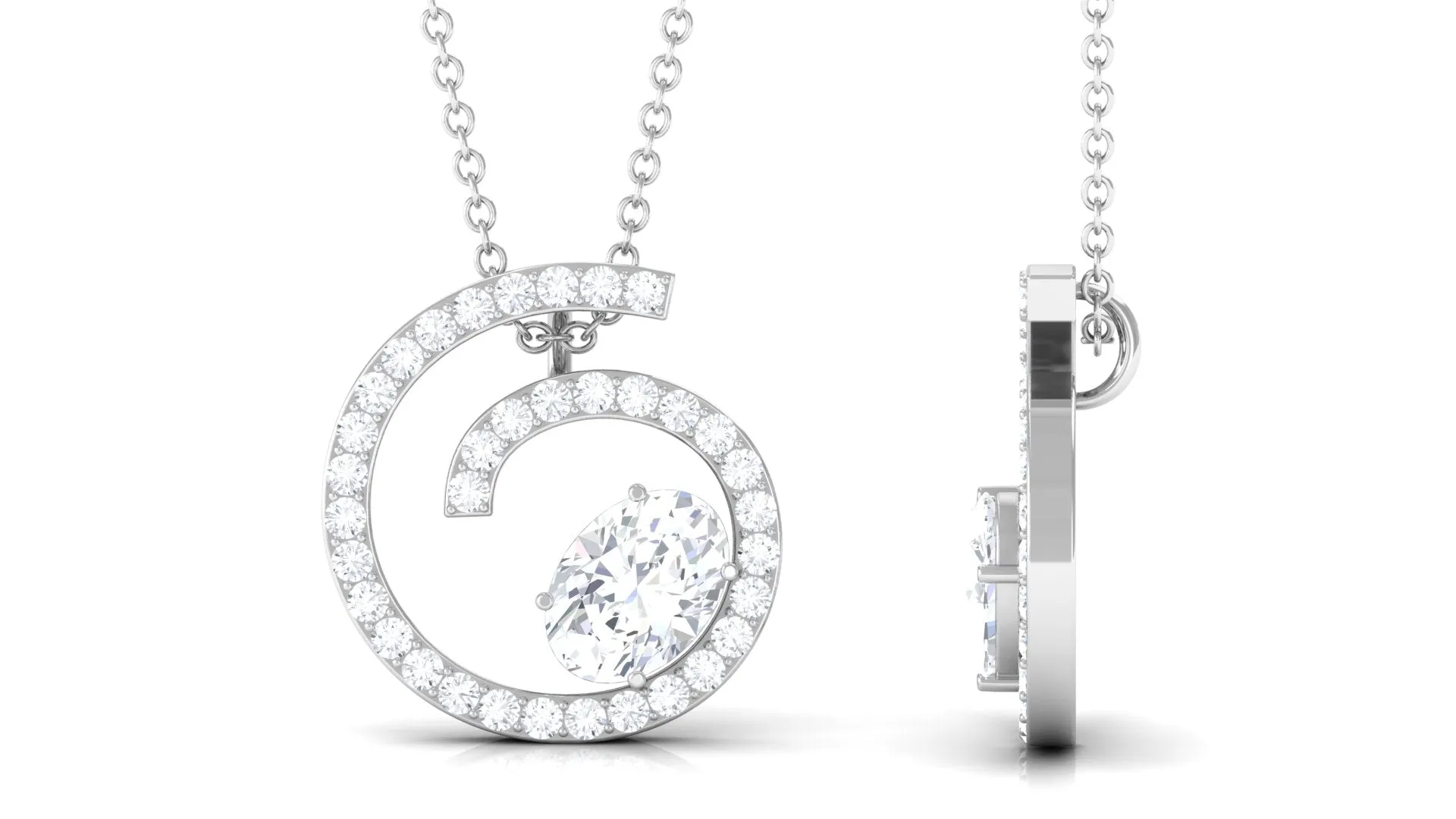 1.25 CT Contemporary Swirl Pendant with Moissanite in Gold