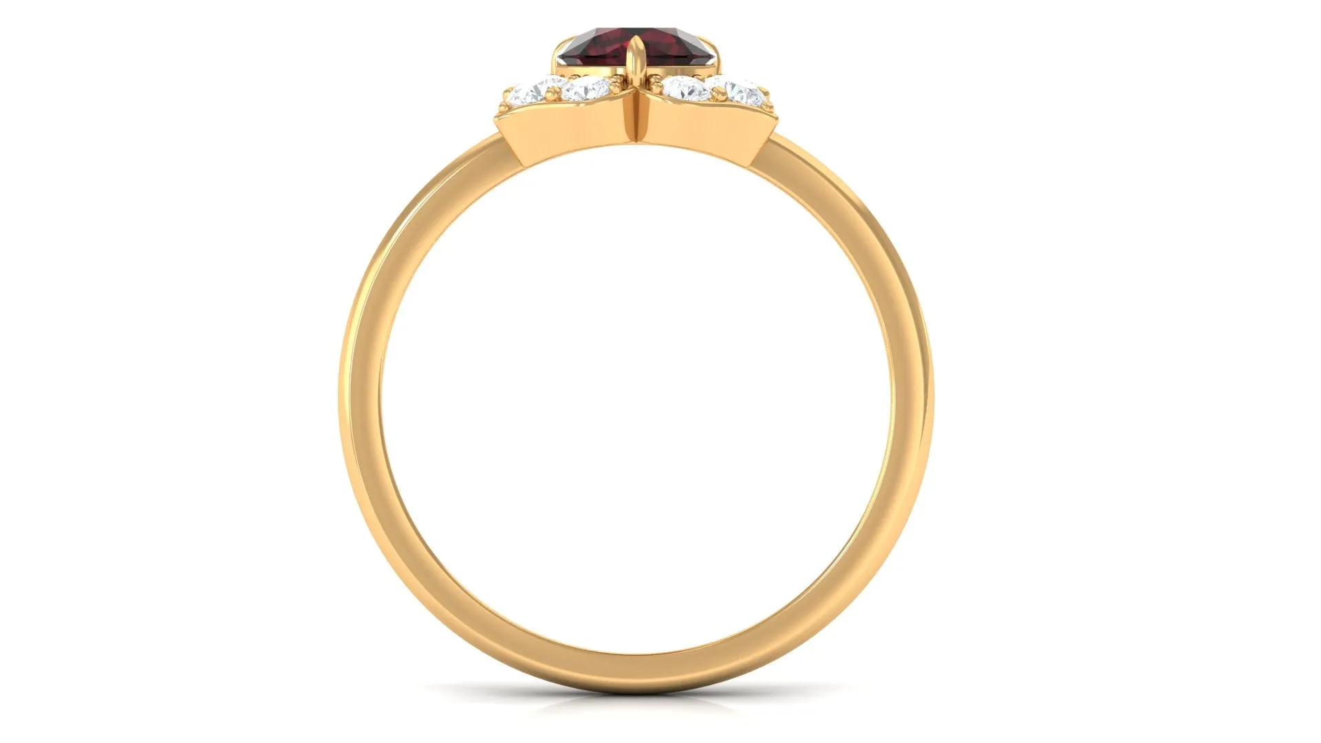 1.25 Ct Round Garnet Flower Engagement Ring with Diamond