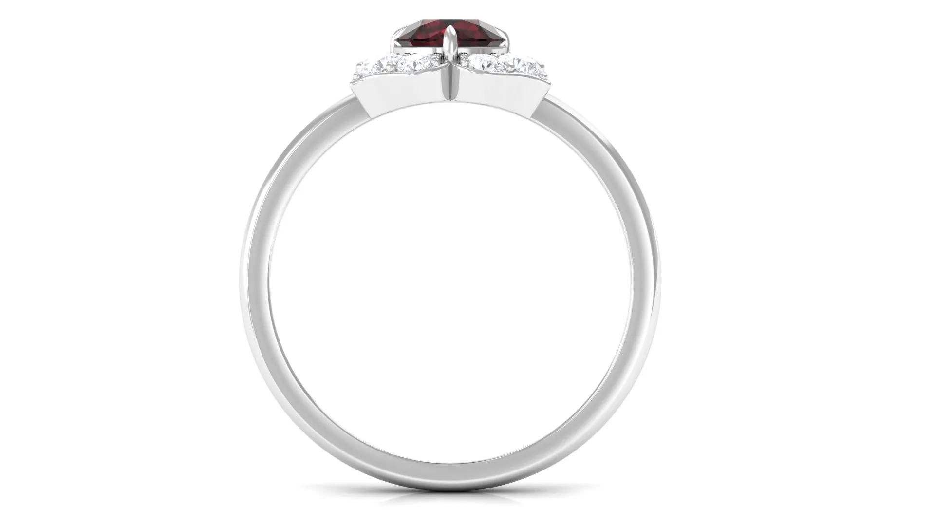 1.25 Ct Round Garnet Flower Engagement Ring with Diamond