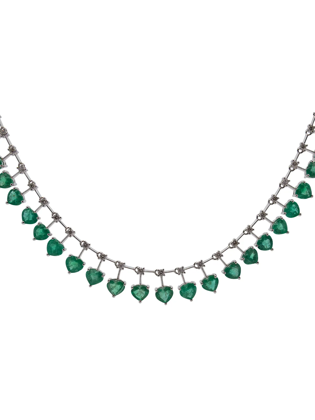 14.96ct Diamond Emerald 18K Gold Floating Heart Necklace