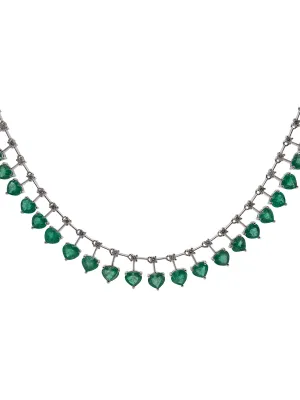 14.96ct Diamond Emerald 18K Gold Floating Heart Necklace