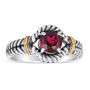 14K and 925 Sterling Sliver Ring with Garnet (145NR9079TGR)