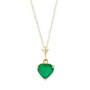 14K. Gold Necklace w/ Natural Heart Emerald