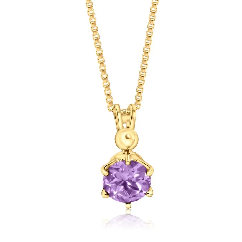 14K Gold Plated Amethyst Pendant - Feb Birthstone