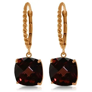 14K Solid Rose Gold Leverback Earrings Natural Garnet Gemstone