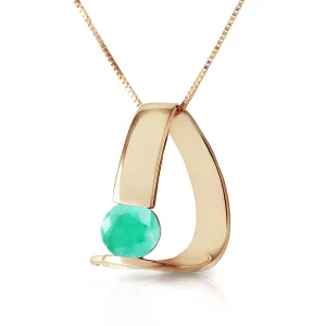 14K Solid Yellow Gold Modern Necklace w/ Natural Emerald