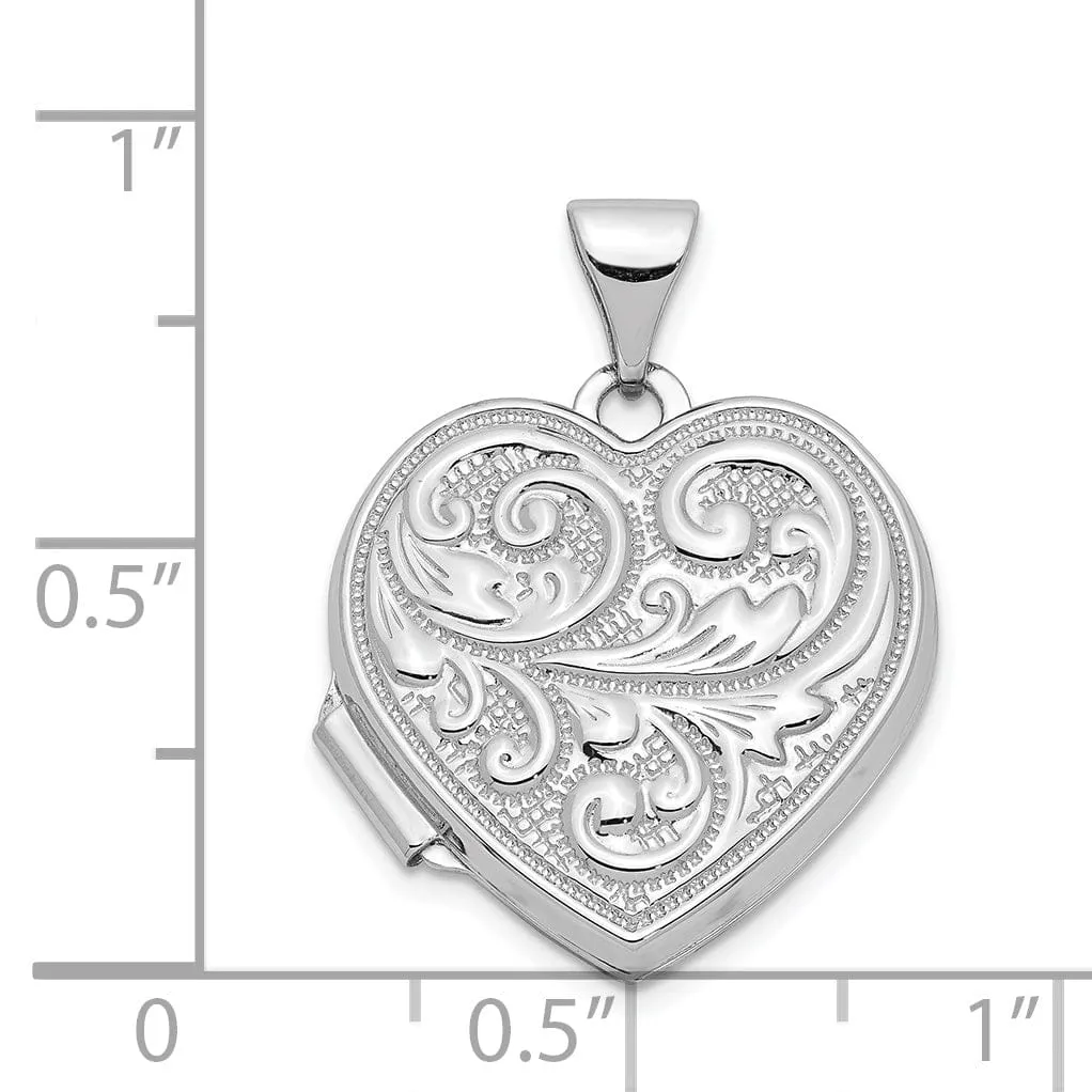 14k White Gold Scrolled Love You Always Locket