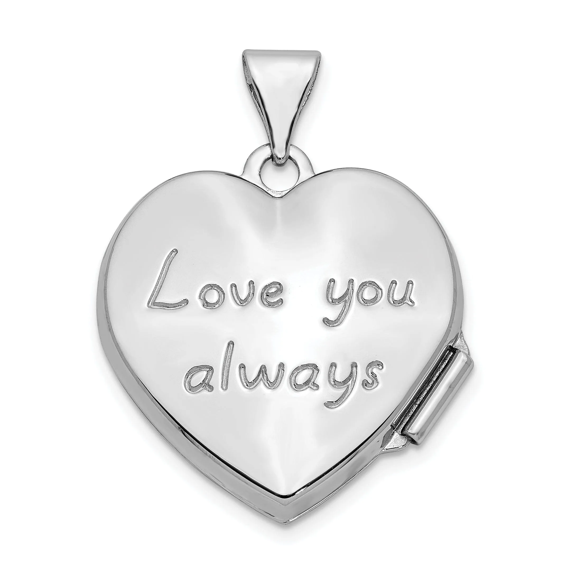14k White Gold Scrolled Love You Always Locket