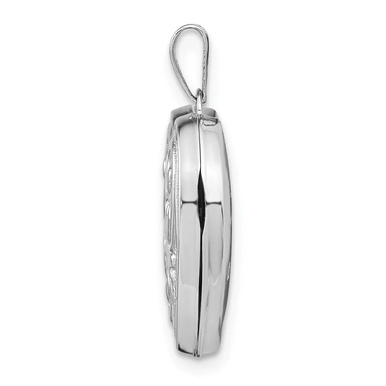 14k White Gold Scrolled Love You Always Locket