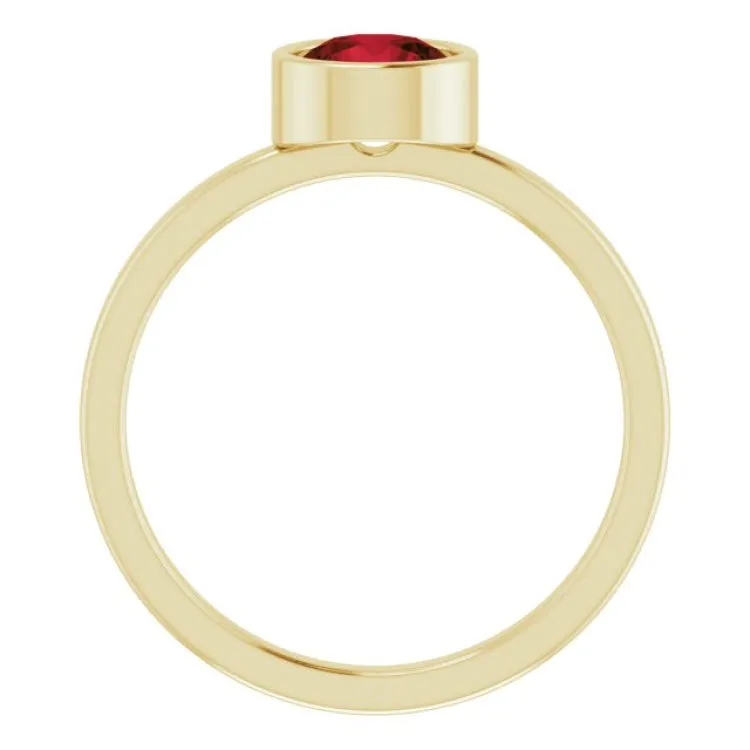 14K Yellow 6 mm Natural Mozambique Garnet Ring