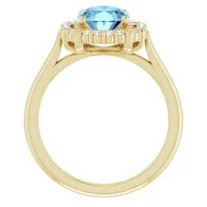 14K Yellow Natural Aquamarine & 1/6 CTW Natural Diamond Ring