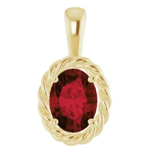 14K Yellow Natural Mozambique Garnet Rope Pendant