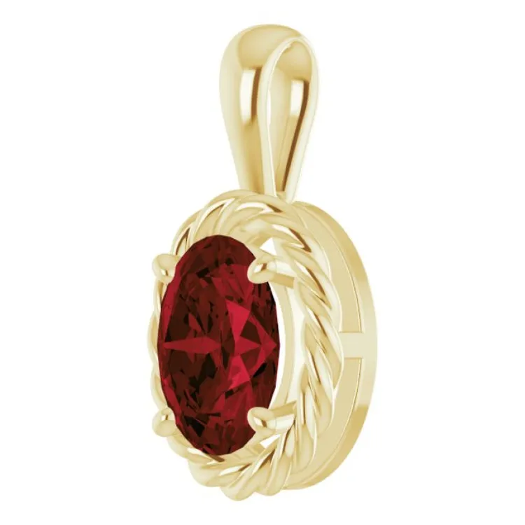 14K Yellow Natural Mozambique Garnet Rope Pendant