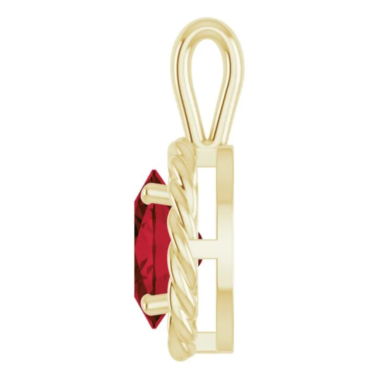 14K Yellow Natural Mozambique Garnet Rope Pendant