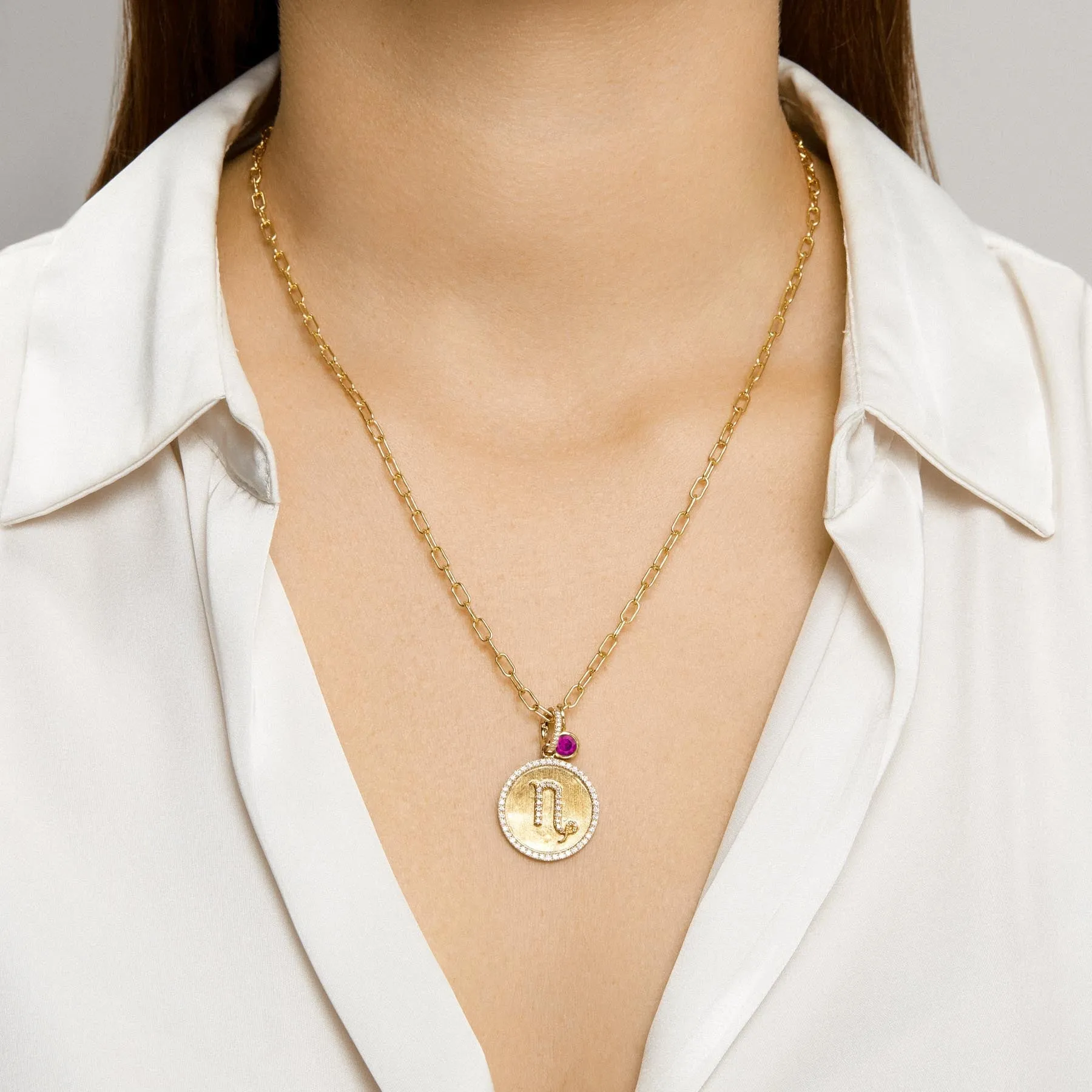 14KT Yellow Gold Rhodolite Garnet Bezel Charm
