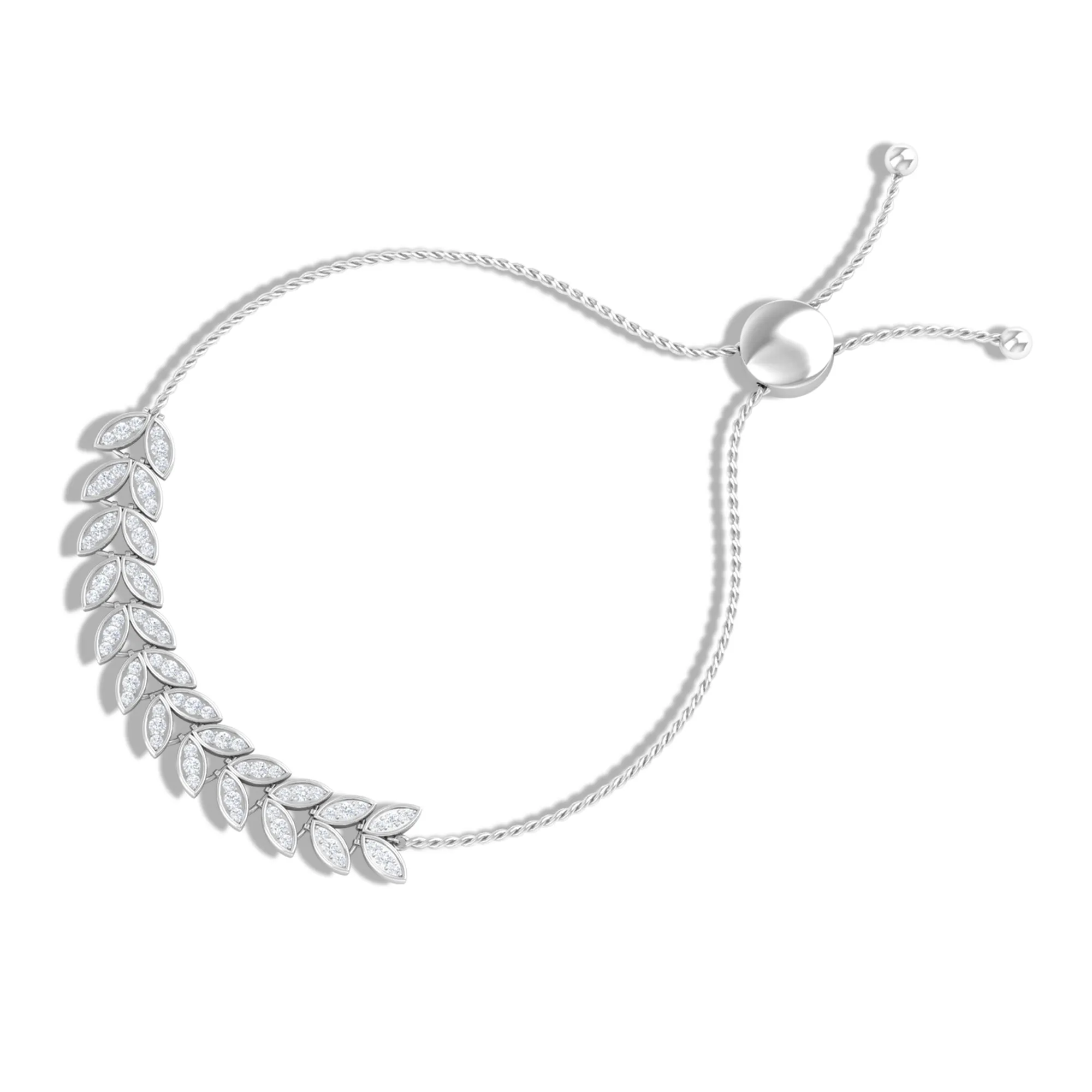 1.50 CT Cubic Zirconia Leaf Bolo Bracelet in Gold