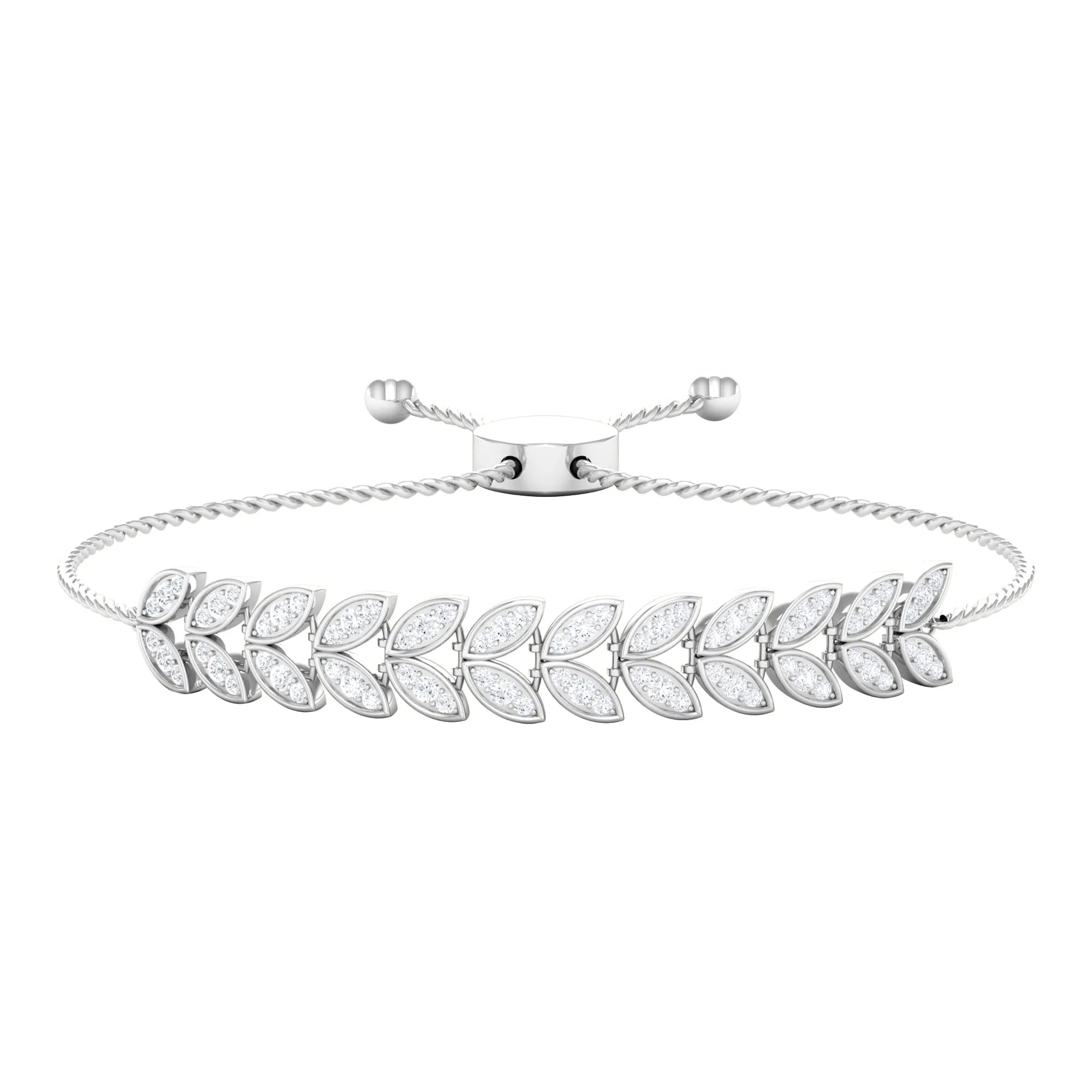 1.50 CT Cubic Zirconia Leaf Bolo Bracelet in Gold