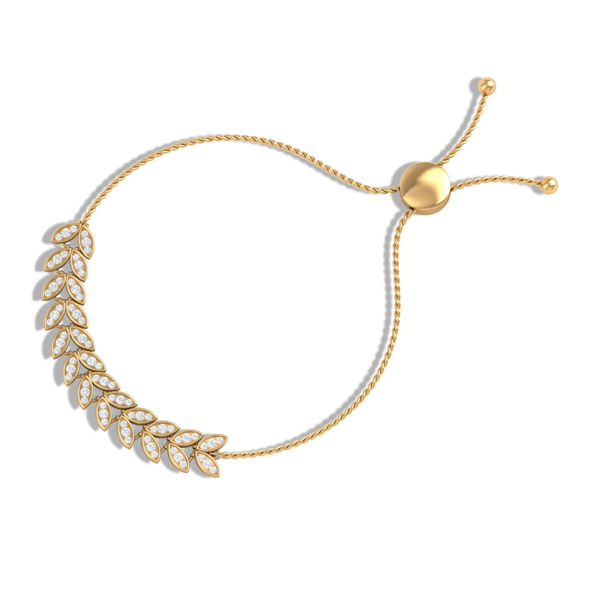 1.50 CT Cubic Zirconia Leaf Bolo Bracelet in Gold