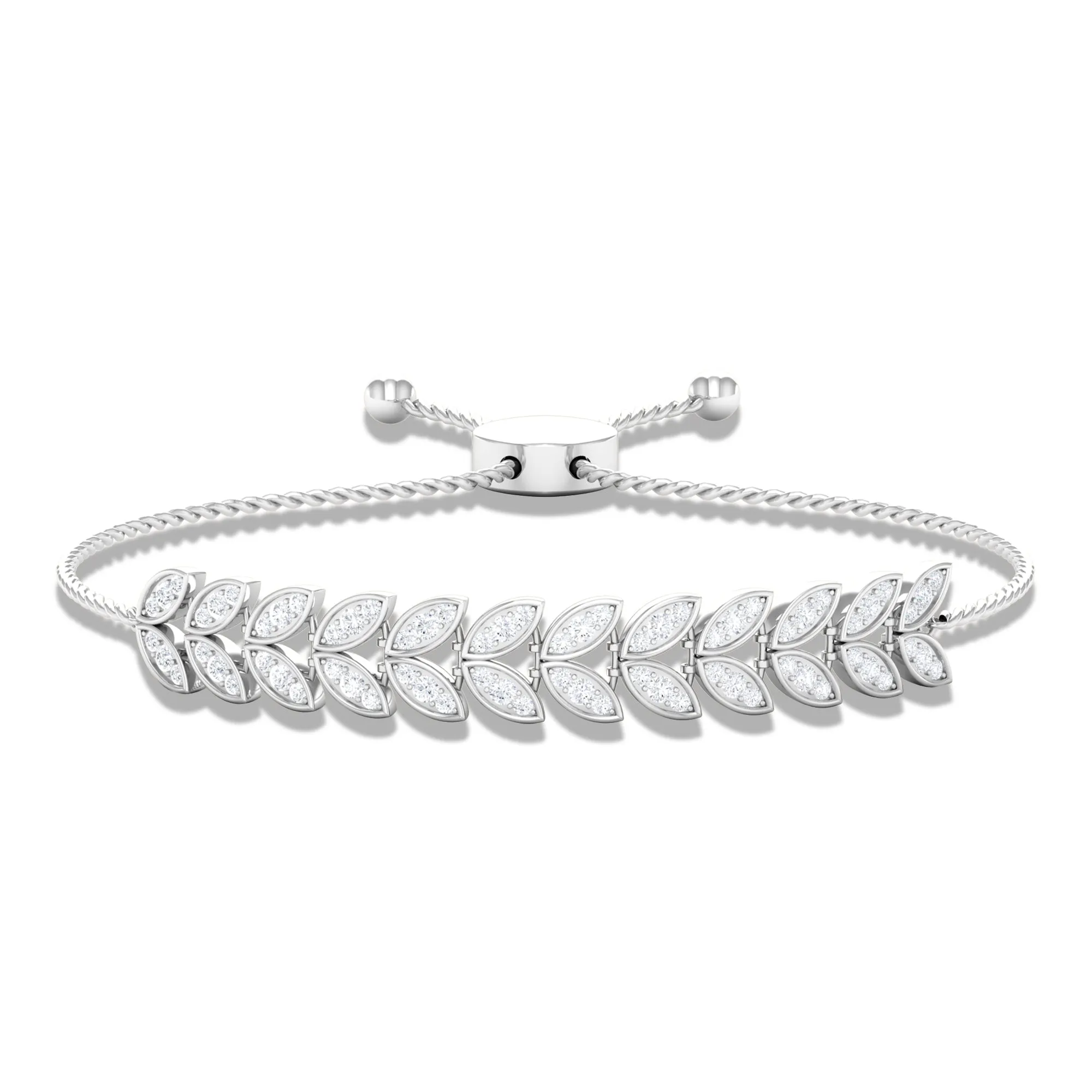 1.50 CT Cubic Zirconia Leaf Bolo Bracelet in Gold