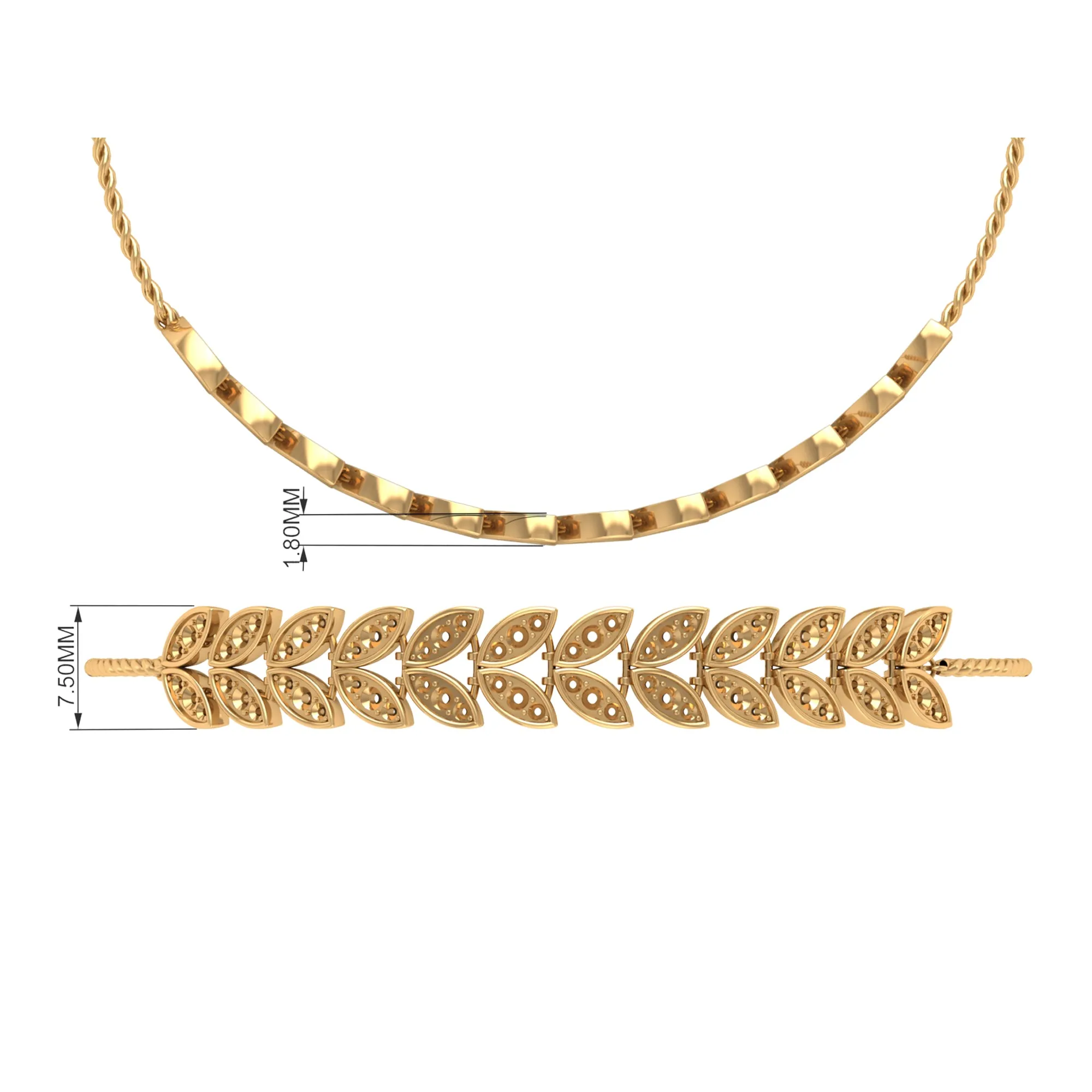 1.50 CT Cubic Zirconia Leaf Bolo Bracelet in Gold