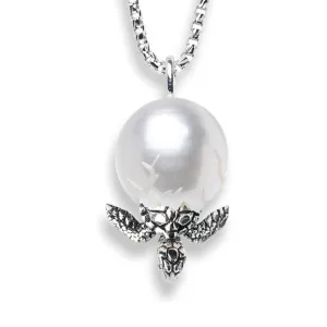 18 inch 12  mm Fresh Water Pearl Sterling Silver Turtle Necklace