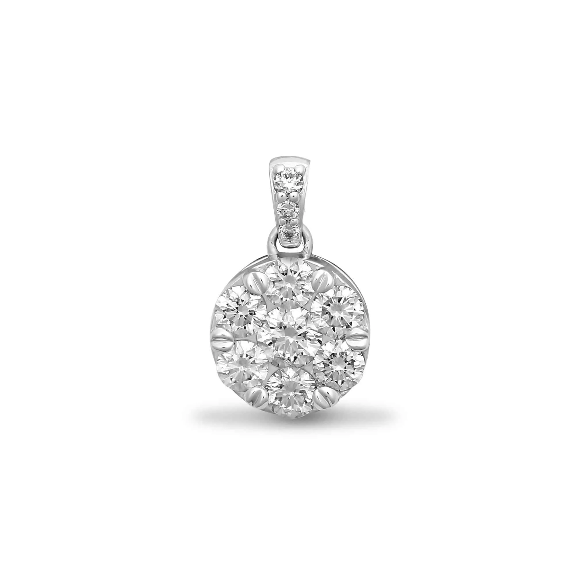 18ct White 1.00ct Diamond Cluster Pendant
