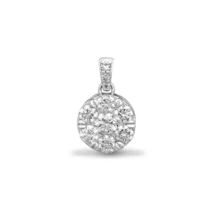 18ct White 1.00ct Diamond Cluster Pendant