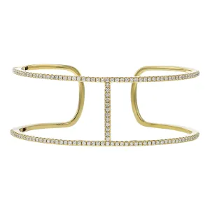 18K Yellow Gold Diamond Paris 2-Row Cuff Bracelet