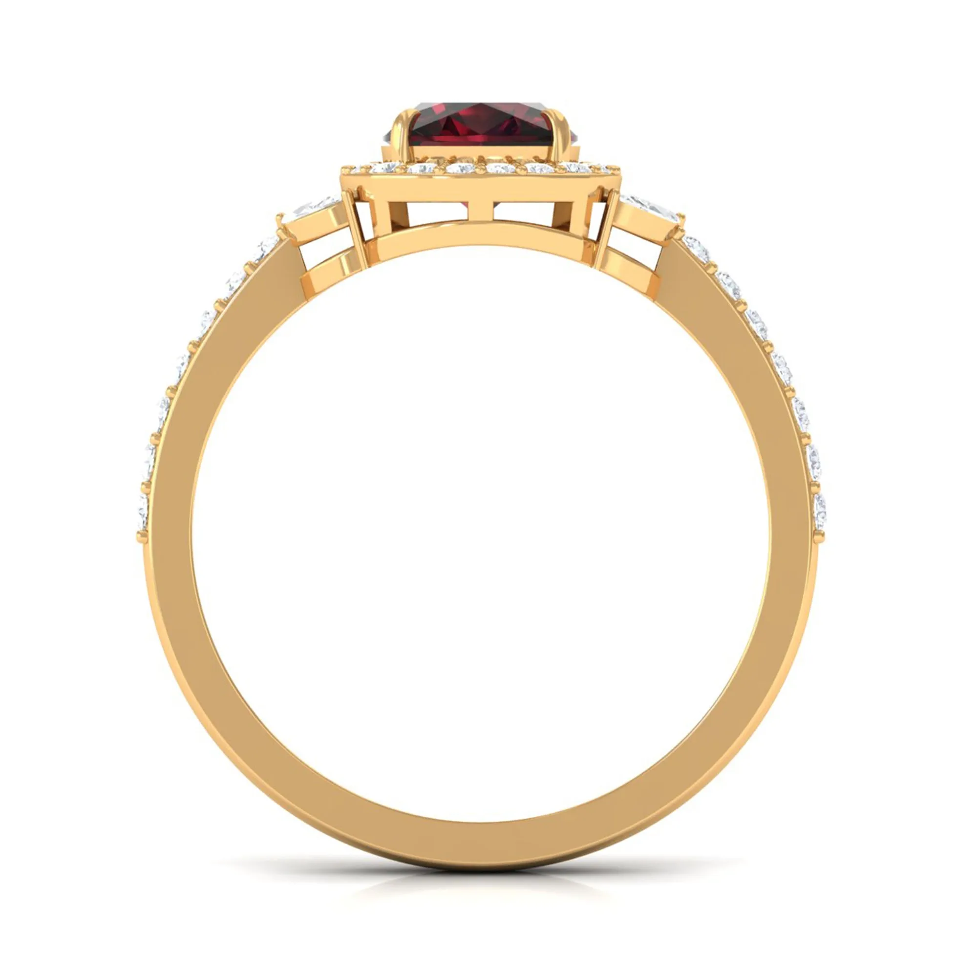 2 CT Natural Garnet Halo Engagement Ring with Diamond
