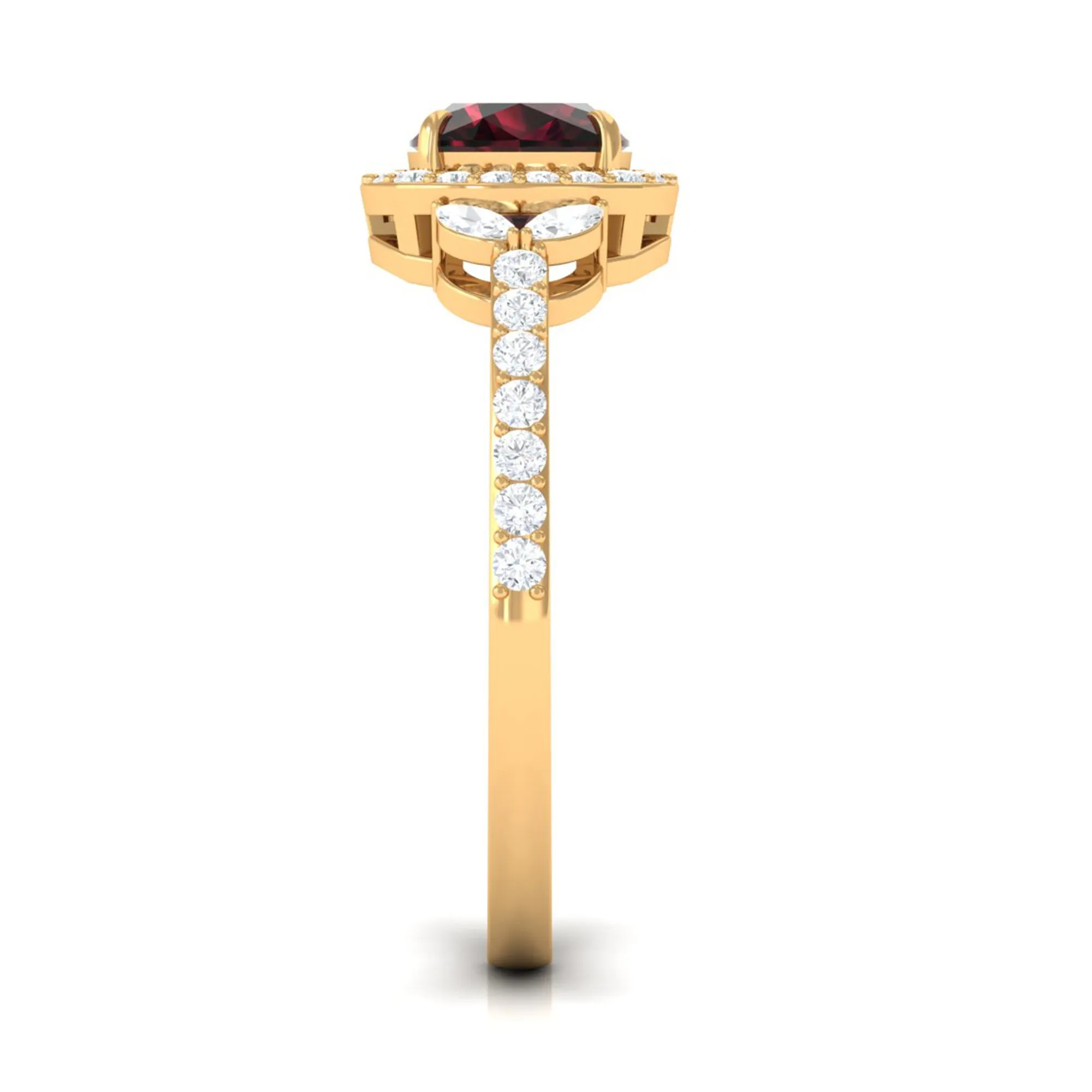 2 CT Natural Garnet Halo Engagement Ring with Diamond