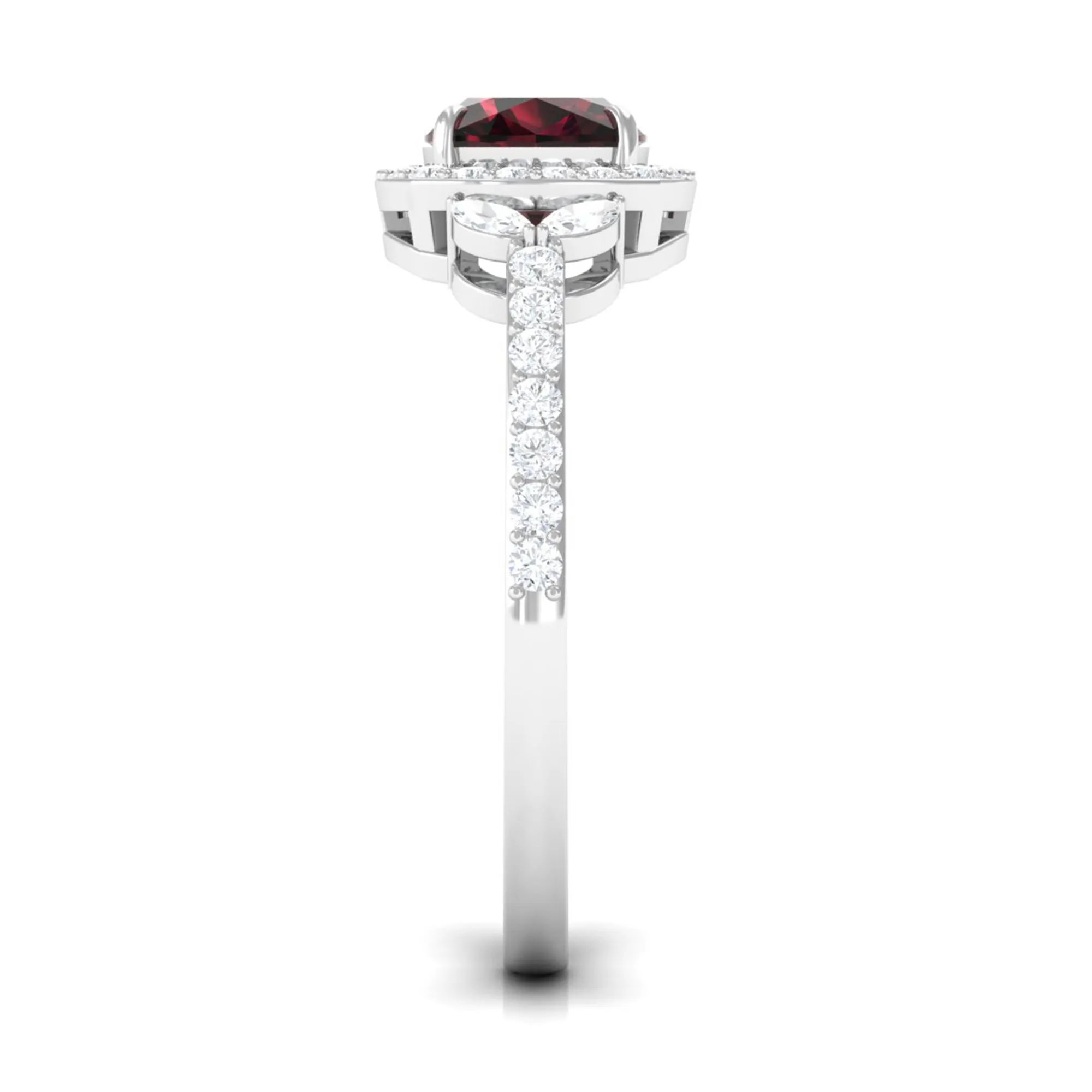 2 CT Natural Garnet Halo Engagement Ring with Diamond