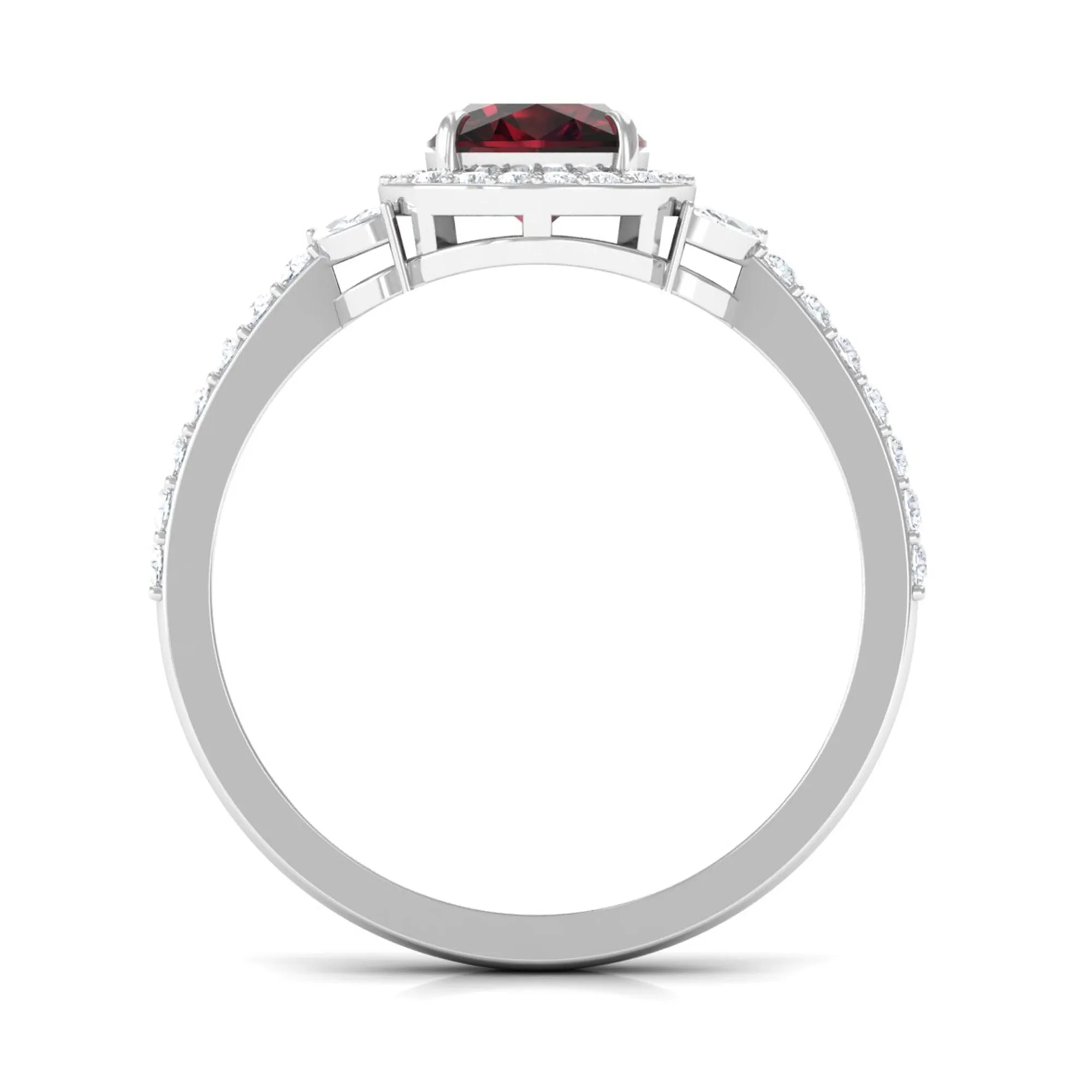 2 CT Natural Garnet Halo Engagement Ring with Diamond