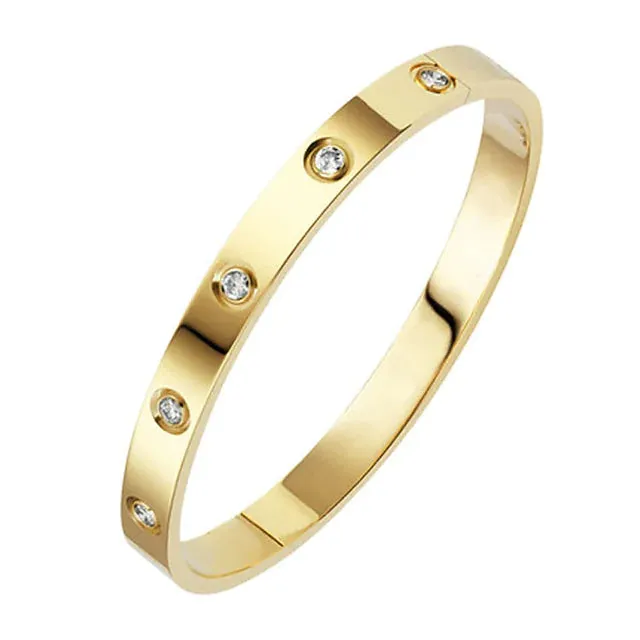 2-Piece: Women's Stainless Steel Zircon Inlay Bracelet
