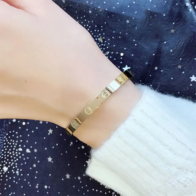 2-Piece: Women's Stainless Steel Zircon Inlay Bracelet