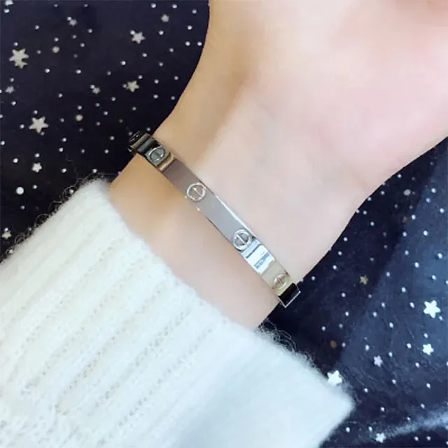 2-Piece: Women's Stainless Steel Zircon Inlay Bracelet