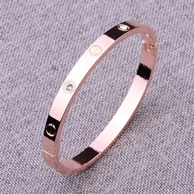 2-Piece: Women's Stainless Steel Zircon Inlay Bracelet