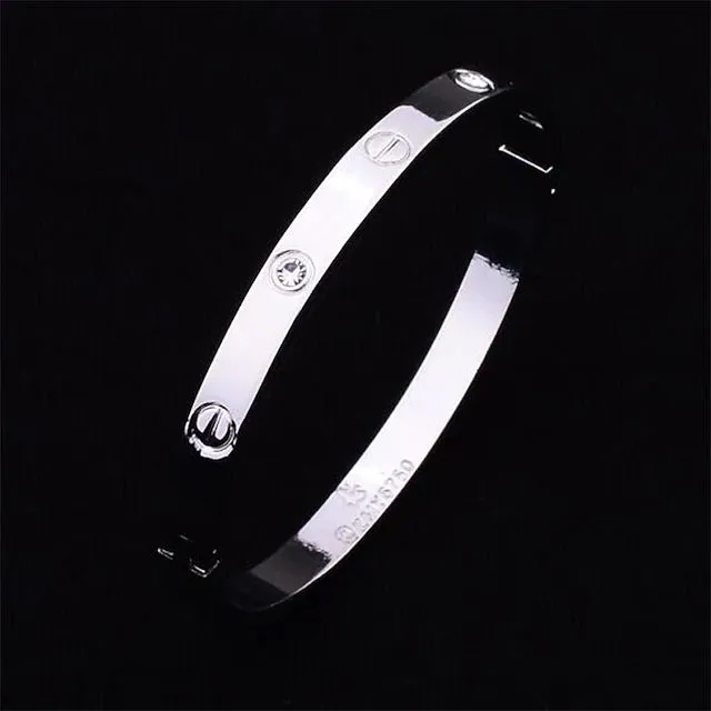 2-Piece: Women's Stainless Steel Zircon Inlay Bracelet