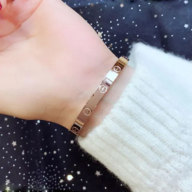 2-Piece: Women's Stainless Steel Zircon Inlay Bracelet