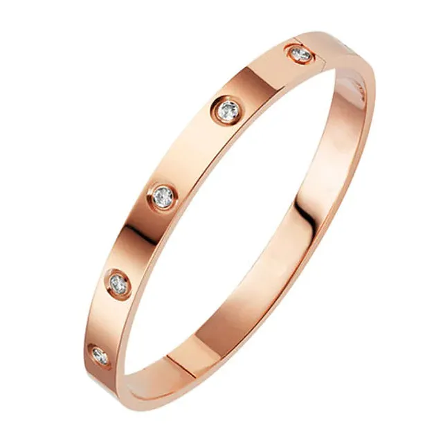 2-Piece: Women's Stainless Steel Zircon Inlay Bracelet