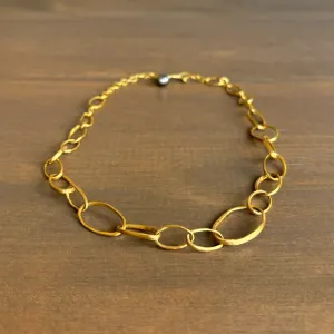 22k Gold Graduated Pebble Link Chain Necklace