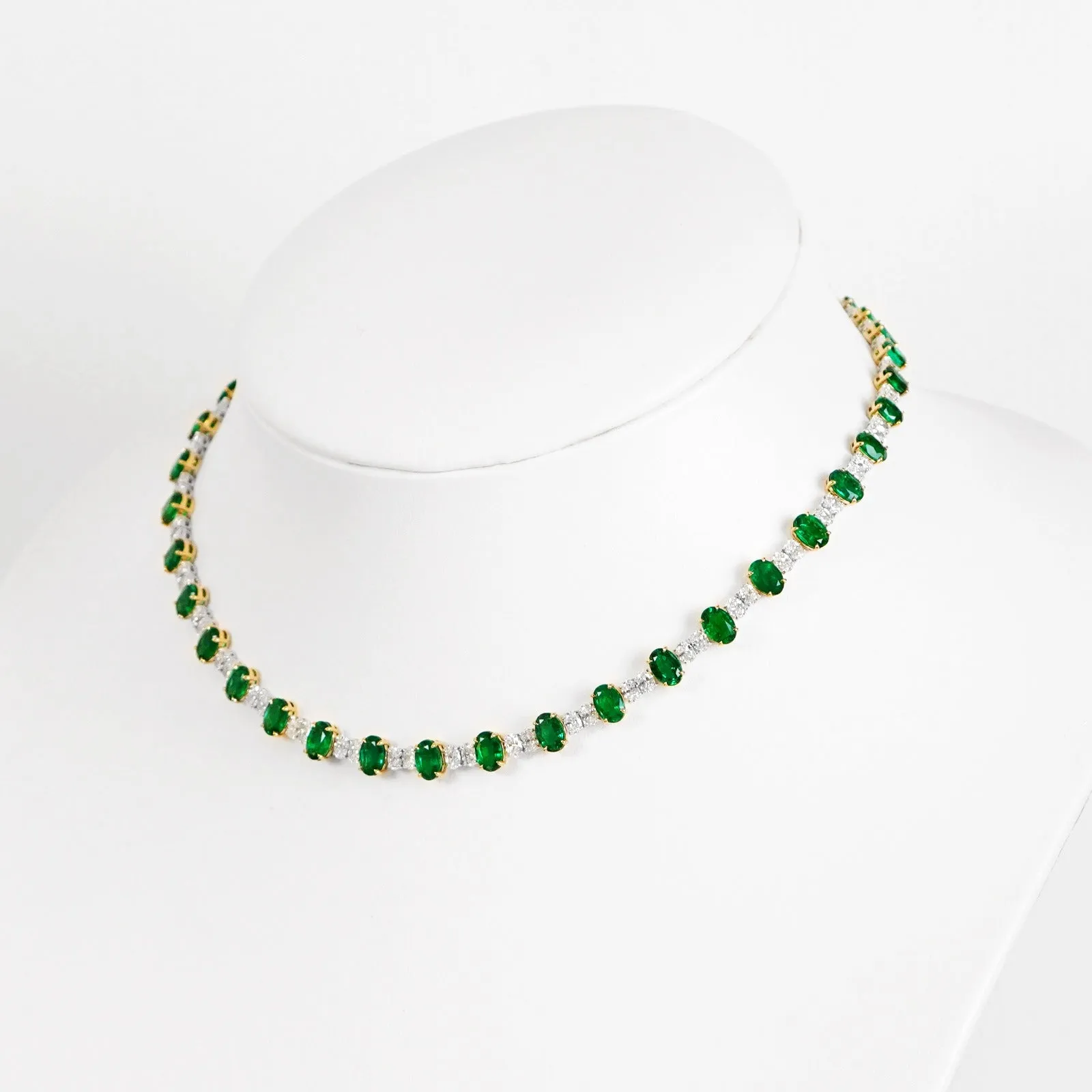 24.02 cts Minor Oil Colombian Emerald with Diamond Necklace (ENQUIRE)